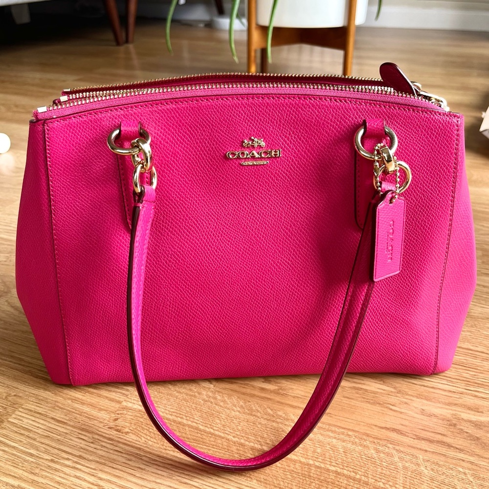 Coach Crossgrain Christie Small Satchel/Shoulder Bag in Pink Ruby